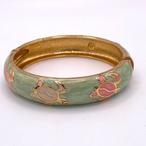 VINTAGE Jiu Long Xing Sea Turtle Enamelled Bangle Bracelet